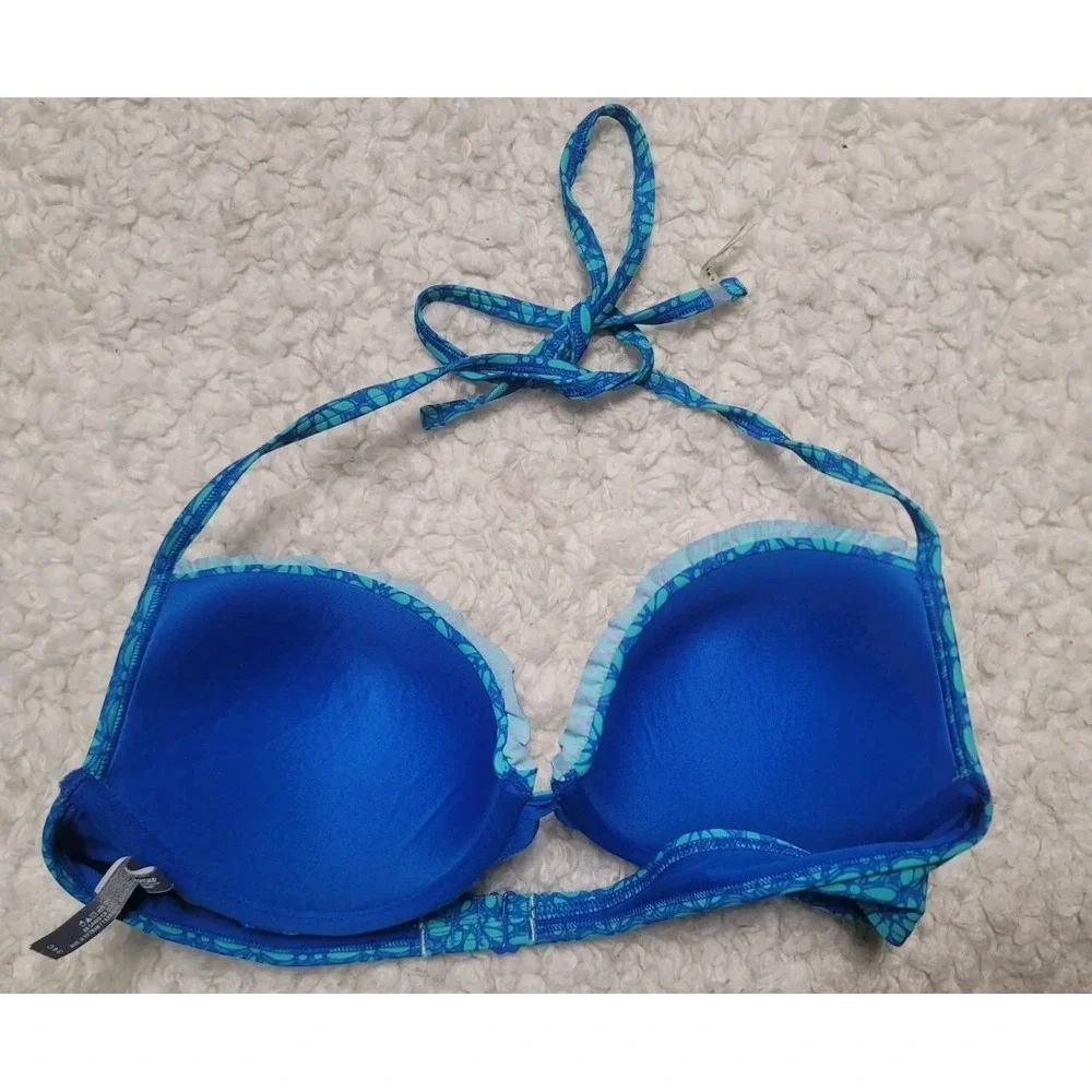 Aerie‎ Women's Swim Perkier Push-Up 34 C Underwire Blue